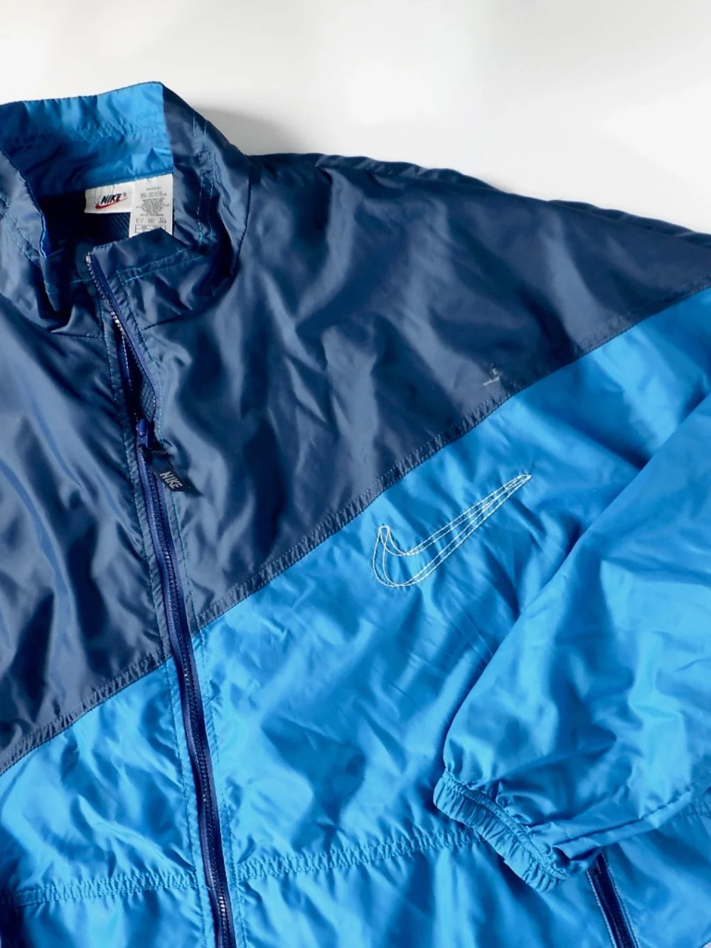 VTG 80s 90s NIKE Mens XL Blue Full Zip Track Jacket Windbreaker Swoosh Mesh Vent